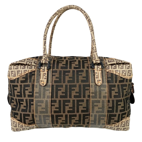 Fendi Handbags - FENDI Mixed Media Boston Satchel Bag